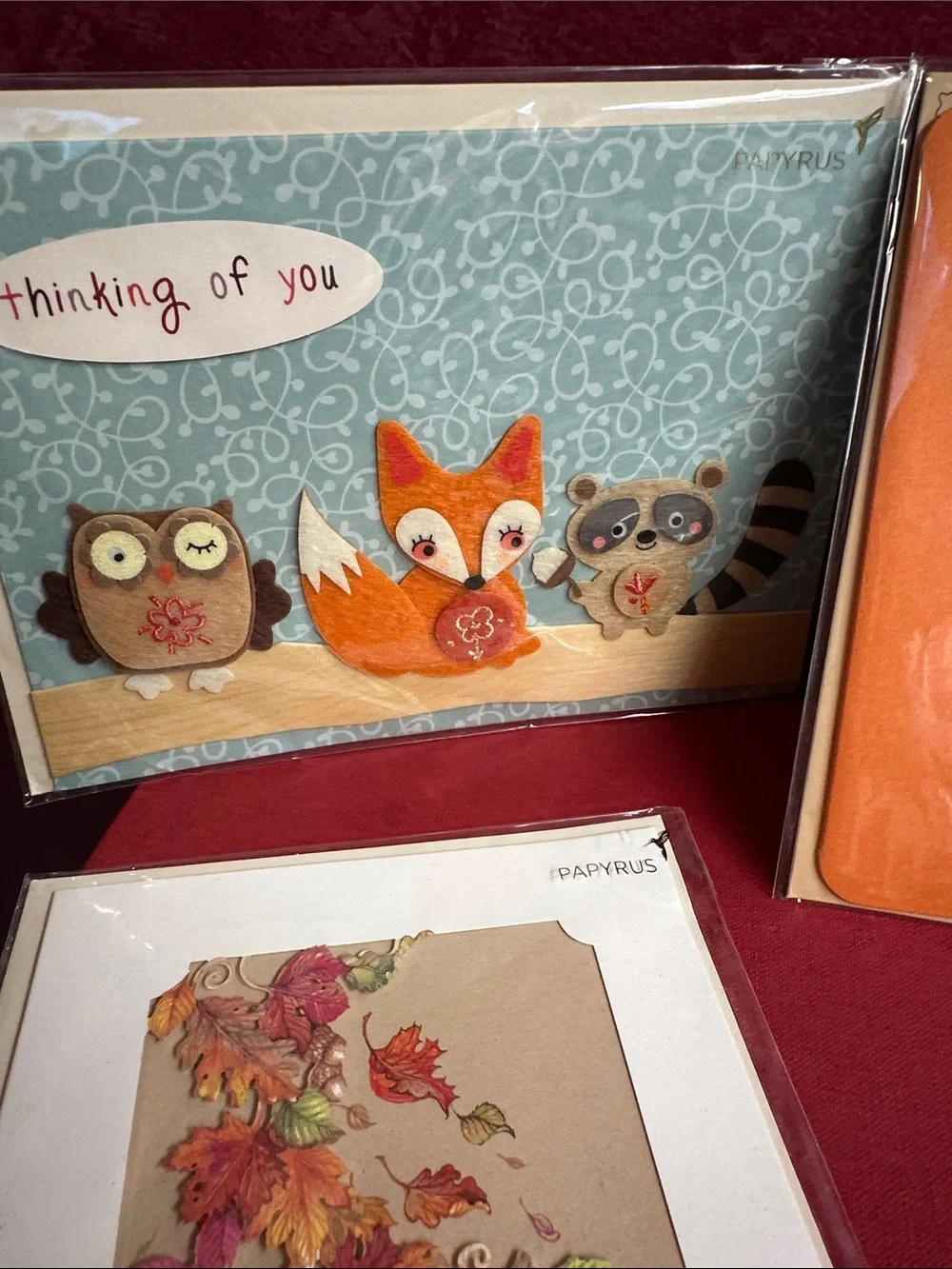 PAPYRUS SET of 4 greeting cards and one Thanksgiving banner.